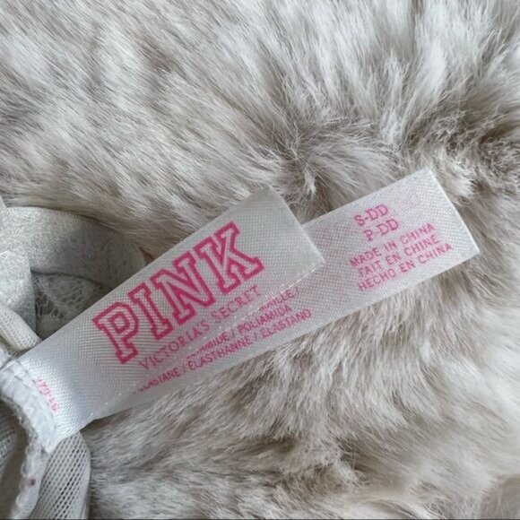 PINK Victoria's Secret Push-Up Lace Molded Cup High Neck Bralette White S-DD - Picture 6 of 6